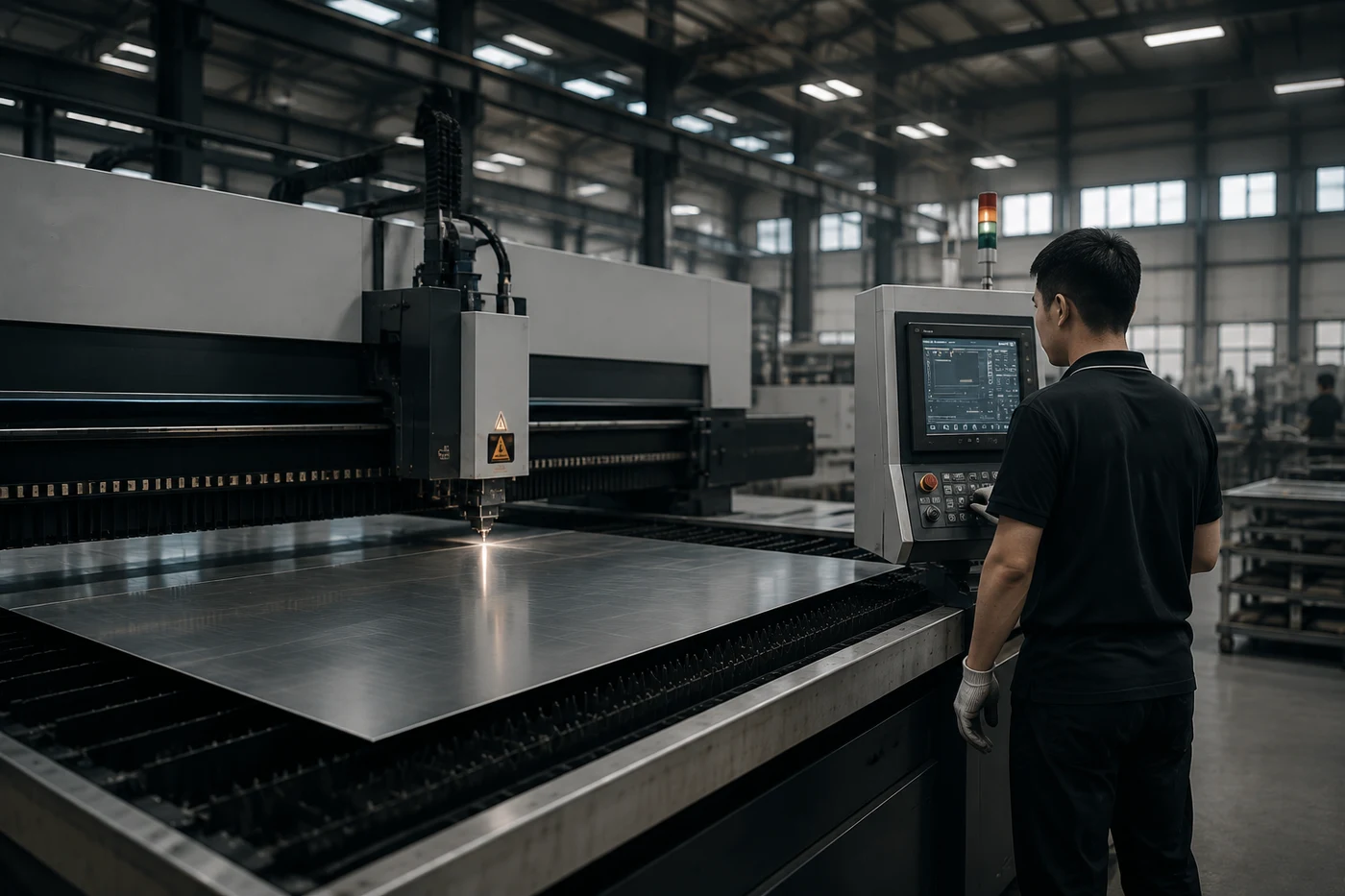 Signage fabrication equipment in a workshop